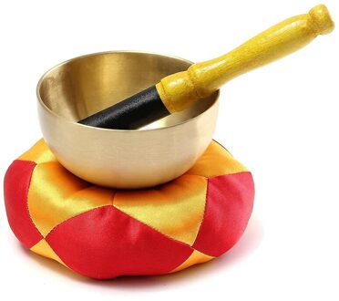 Tibetaans Boeddhisme Meditatie Healing Hand Gehamerd Messing Klankschaal Kussen Set