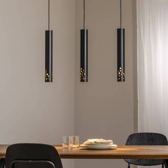 Tibia hanglamp, 3-lamps, lang, zwart, staal, GU10
