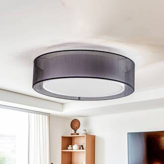 Tibu plafondlamp, textiel, Ø50cm, zwart