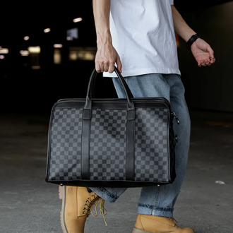 Tidog Large-Capacity Short-Distance Travel Luggage Stylish Plaid Travel Bag