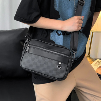 Tidog Popular casual Fashion Leather Plaid Sports shoulder Bag