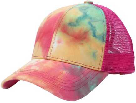 Tie-Dye Mode Vrouwen Mannen Ademende Strand Verstelbare Snapback Katoen Baseball Cap Mannen Vrouwen Hip Hop Vader Mesh Hoed trucker Hoed geel