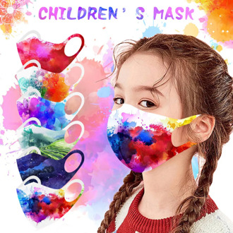 Tie-dye Printed Mask Children Reusable Face Mask Washable Breathable Mouth Mask for Kids Protective Mouth Cover Respirator