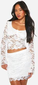 Tie Front Lace Crop & Mini Rok, Ivory - 42