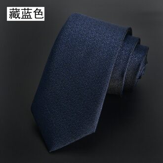 Tie High-End Mannen Casual Pak Polyester Trendy Effen Kleur 6Cm Jacquard Stof Zwart Zakelijke Banket Bruiloft stropdas donker blauw
