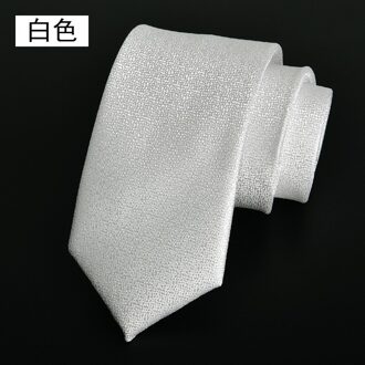 Tie High-End Mannen Casual Pak Polyester Trendy Effen Kleur 6Cm Jacquard Stof Zwart Zakelijke Banket Bruiloft stropdas wit