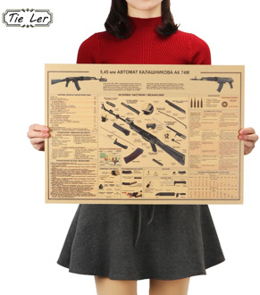 TIE LER The AK74 Gun Poster Vintage Kraft Paper Poster Wall Sticker Collection Bars Kitchen Drawings Poster Adornment