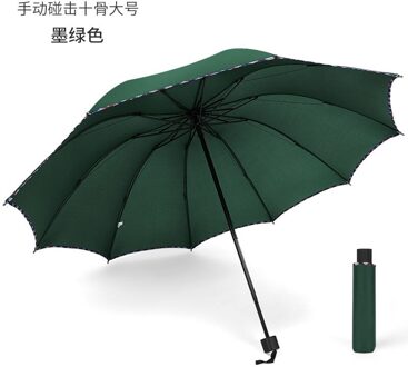 Tien Botten Acht Strengen Grote Paraplu Dubbele Drie Grote Opvouwbare Paraplu Mannen En Vrouwen Business Paraplu Drievoudige sunny donker groen
