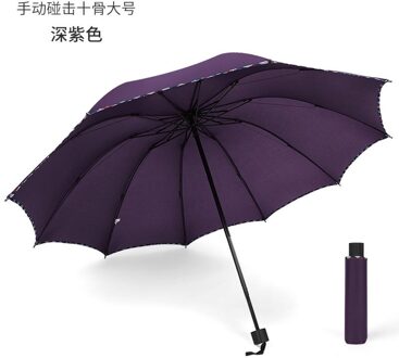 Tien Botten Acht Strengen Grote Paraplu Dubbele Drie Grote Opvouwbare Paraplu Mannen En Vrouwen Business Paraplu Drievoudige sunny key paars