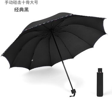 Tien Botten Acht Strengen Grote Paraplu Dubbele Drie Grote Opvouwbare Paraplu Mannen En Vrouwen Business Paraplu Drievoudige sunny key zwart