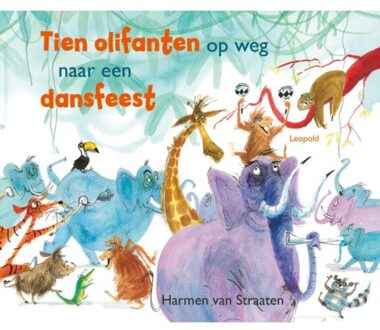Tien olifanten op weg naar een dansfeest