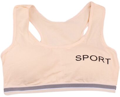Tiener Beha Meisje Vest Katoen Spandex Grote Meisje Sport 7-14 Jaar Adolescente Kids Ondergoed Brief Racerback Training draad Gratis Beige