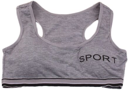 Tiener Beha Meisje Vest Katoen Spandex Grote Meisje Sport 7-14 Jaar Adolescente Kids Ondergoed Brief Racerback Training draad Gratis grijs