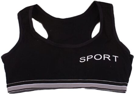 Tiener Beha Meisje Vest Katoen Spandex Grote Meisje Sport 7-14 Jaar Adolescente Kids Ondergoed Brief Racerback Training draad Gratis zwart