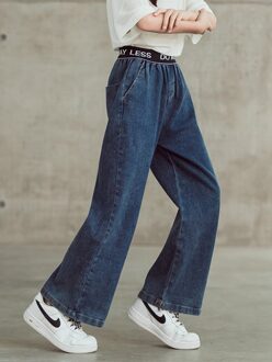 Tiener Meisjes Jeans Mode Jeans Voor Kinderen Broek Casual Losse Wijde Pijpen Broek Voor Kinderkleding 14 Y meisje Broek 4T