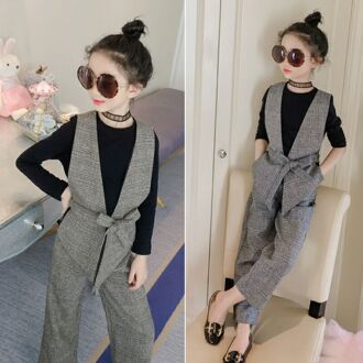 Tiener Meisjes Kleding Sets Lente Plaid Vest T-shirts Broek 3 Stuks Pak Voor Meisjes Kleding Mode Kinderen Kostuum 12 14 Jaar T 6