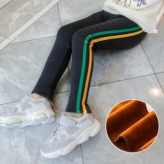 Tieners Meisje Leggings met Strepen Prinses Herfst Winter Casual Broek Katoen Slim Fit Kids Meisje Fitness Legings Zwart Grijs Kleur Grijs / 5