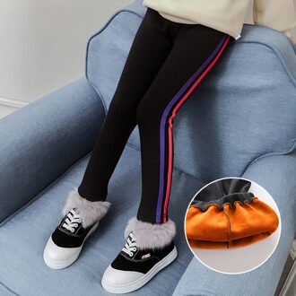 Tieners Meisje Leggings met Strepen Prinses Herfst Winter Casual Broek Katoen Slim Fit Kids Meisje Fitness Legings Zwart Grijs Kleur Zwart / 9