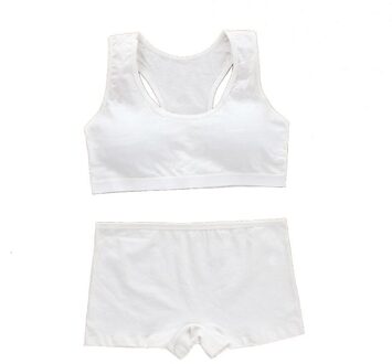 Tieners Meisjes Sportbeha Set Puberteit Ondergoed Katoen Training Bra Met Slips W