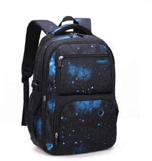 Tieners Rugzakken Jongens Mode Ster Schooltassen Kinderen Reistas Kinderen Knapzak Basisschool Rugzak Studenten Tas 9-16Y zwart blauw
