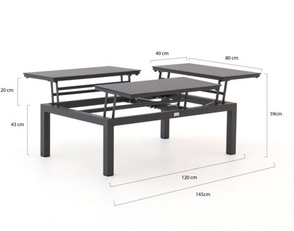 Tierra Outdoor Flip-Up lounge tuintafel 120x80x43cm - Laagste prijsgarantie! Grijs