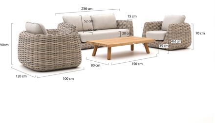 Tierra Outdoor Wakkanda stoel-bank loungeset 4-delig - Laagste prijsgarantie! Taupe
