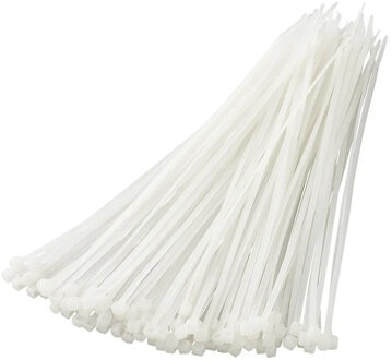 Tiewraps-kabelbinders - 200x stuks - wit - 20 cm - kunststof