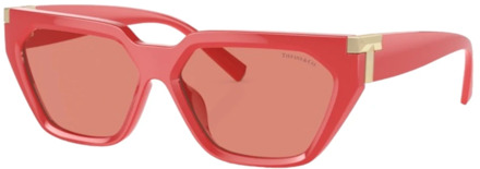 TIFFANY Koraal Cat-Eye Zonnebril Tiffany , Pink , Dames - 56 MM