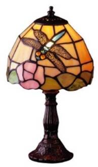 Tiffany-stijl tafellamp JANNEKE Multicolor, brons