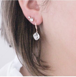 Tiffy Hook Oorbellen - Oostenrijks kristal Wit en roségoud