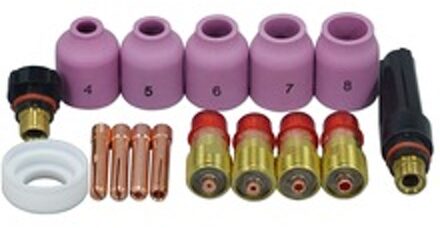 Tig Lastoortsen Stubby Gas Lens Spantangen Alumina Nozzles Back Cap Kit Voor Sr Wp 17 18 26 Serie 16 stuks