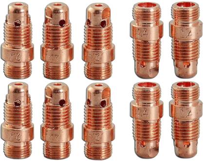 Tig Stubby Collet Body 17CB20 (3/32 "& 2.40Mm X 25Mm Opening) voor Pta Db Sr Wp 17 18 26 Tig Lastoorts 10pk