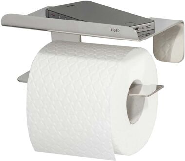 Tiger Colar Toiletrolhouder met planchet Zilver