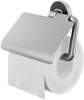 Tiger Cooper Toiletrolhouder met Klep - RVS Zilver, Zwart