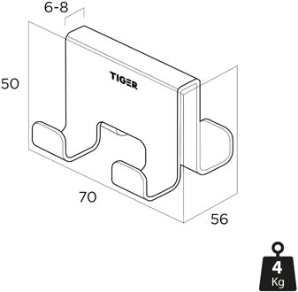 Tiger Handdoekhaak Voor Douchecabine Tiger Caddy 6-8 mm Dubbel Zwart