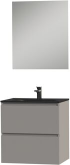 Tiger Loft badmeubel met spiegel en zwarte wastafel 60cm mat grijs