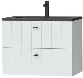 Tiger Maryport Meubelset 80 cm met 2 lades Mat wit incl Quadro wastafel Mat zwart - 1496018912