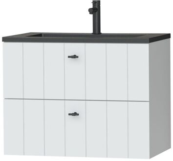 Tiger Maryport Meubelset 80 Cm Met 2 Lades Mat Wit Inclusief Quadro Wastafel Mat Zwart