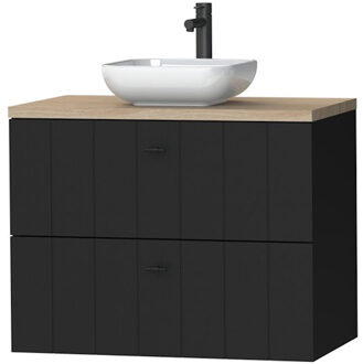 Tiger Maryport Meubelset 80 cm met 2 lades Mat zwart incl Ontario waskom Hoogglans wit - 1496018918