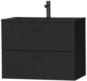 Tiger Maryport Meubelset 80 cm met 2 lades Mat zwart incl Quadro wastafel Mat zwart - 1496018916
