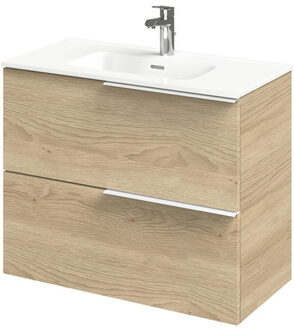 Tiger Wastafelonderkast Tiger Pocket 80 cm Naturel Eik Met Matwitte Grepen Eiken