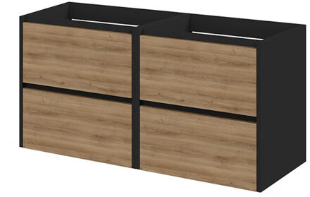 Tiger Wastafelonderkast Tiger Reverse Met 4 Lades 120 cm Chalet Eik - Mat Zwart Eiken