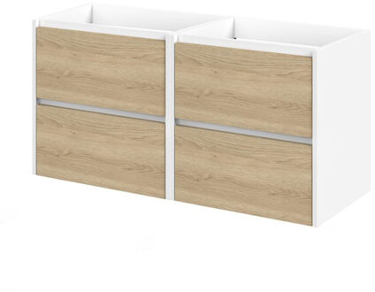 Tiger Wastafelonderkast Tiger Reverse Met 4 Lades 120 cm Naturel Eik - Mat Wit Eiken