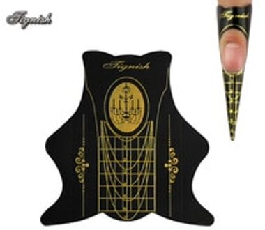 Tignish 100 Stks/partij Dikke Nail Formulier Voor Acryl Uv Gel Tip Uitbreiding Gids Franse Zelfklevende Vormen Stickers Nagels art Gereedschap