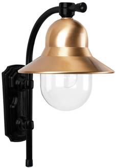 Tijdloze buitenwandlamp Toscane, zwart koper, transparant