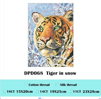 Tijger In Sneeuw Kruissteek Pakket Dier 18ct 14ct 11ct Doek Katoen Zijde Borduurwerk Diy Handgemaakte Handwerken Silk draad / 18ct unprint canvas