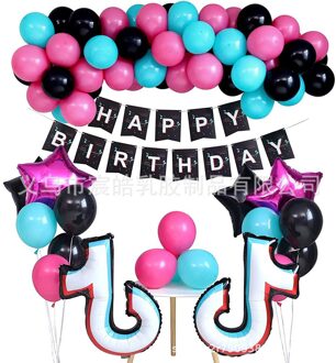 Tik Thema Muziek Opmerking Latex Ballon Gelukkige Verjaardag Banner Party Decoratie Fans Feestartikelen