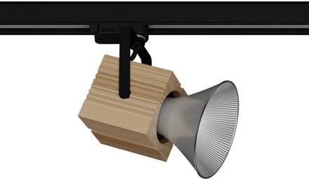 Timba LED spot voor stroomrail 927 hout licht, zwart, aluminium