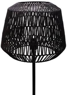 Timber Pearl vloerlamp met gevlochten kap zwart