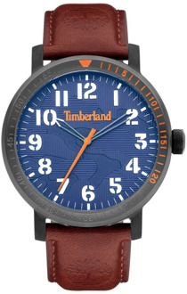 Timberland Blauw Leren Quartz Horloge, 5Atm Timberland , Gray , Heren - ONE Size